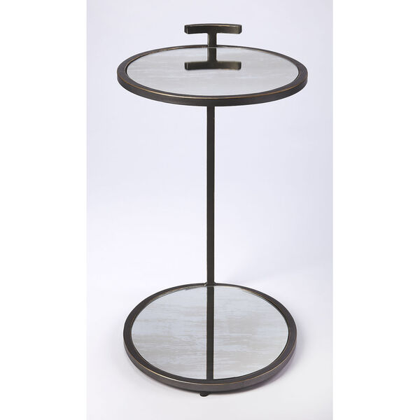 Ciro Blackened Gold Metal and Mirrored Side Table , image 4