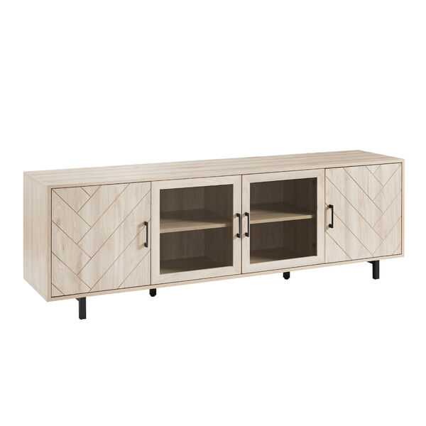 Birch TV Stand with Four Grooved Doors, image 1