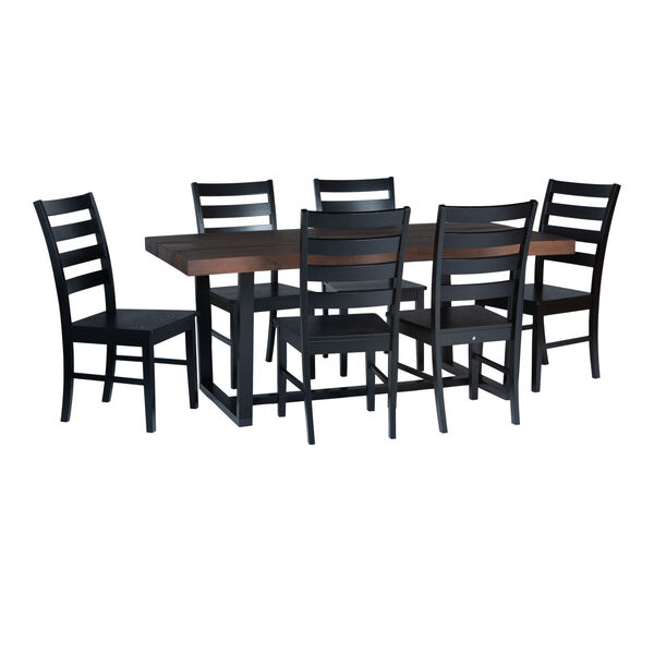 Mahogany and Black Dining Set, 7 Piece, image 2