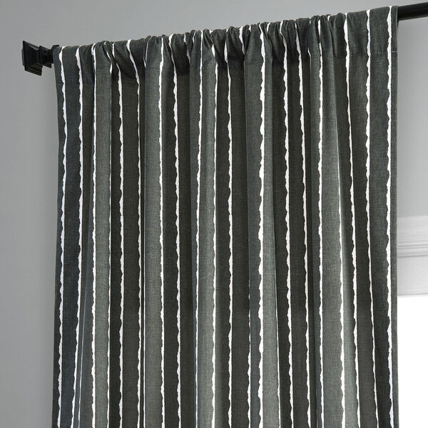 Sharkskin Black Printed Cotton Single Panel Curtain, image 6