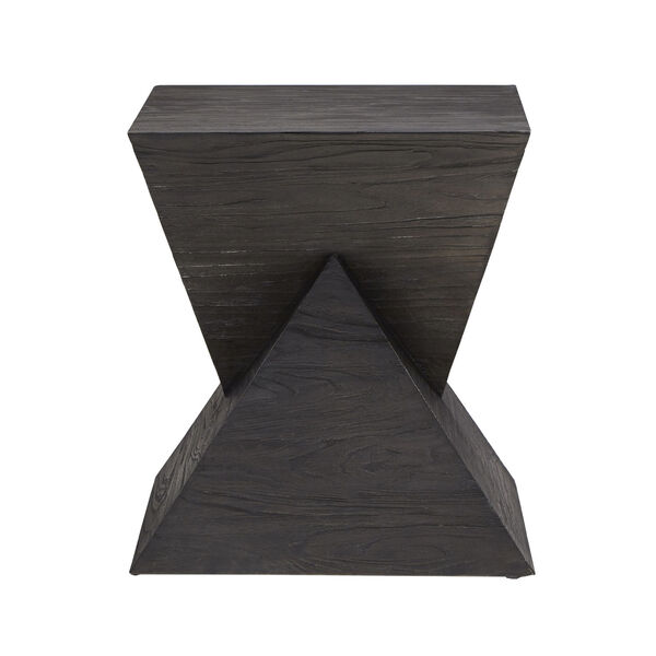 Peyton Distressed Wood Double Triangular Prism End Table, image 2