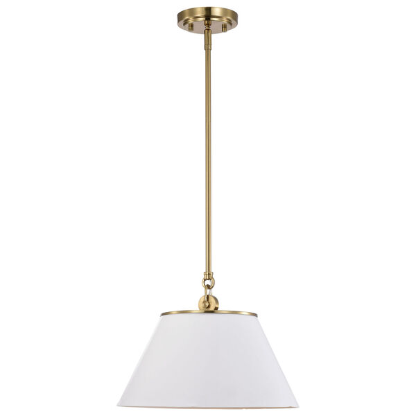 Dover White and Vintage Brass One-Light Pendant, image 3