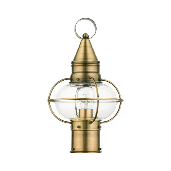 Newburyport Antique Brass Nine-Inch One-Light Outdoor Post Lantern, image 2
