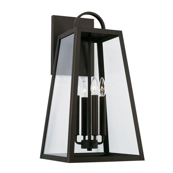 Leighton Oiled Bronze Four-Light Outdoor Wall Lantern with Clear Glass, image 1