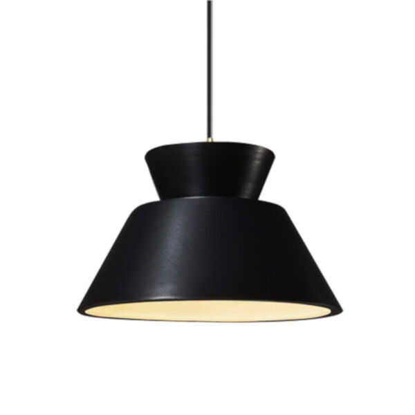 Radiance Trapezoid Gloss Black and Antique Brass One-Light Pendant, image 1