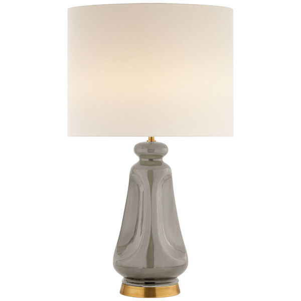 Kapila Table Lamp in Shellish Gray with Linen Shade by AERIN, image 1
