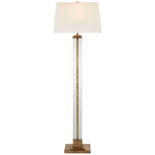 Wright Large Floor Lamp in Gilded Iron with Linen Shade by Studio VC, image 1