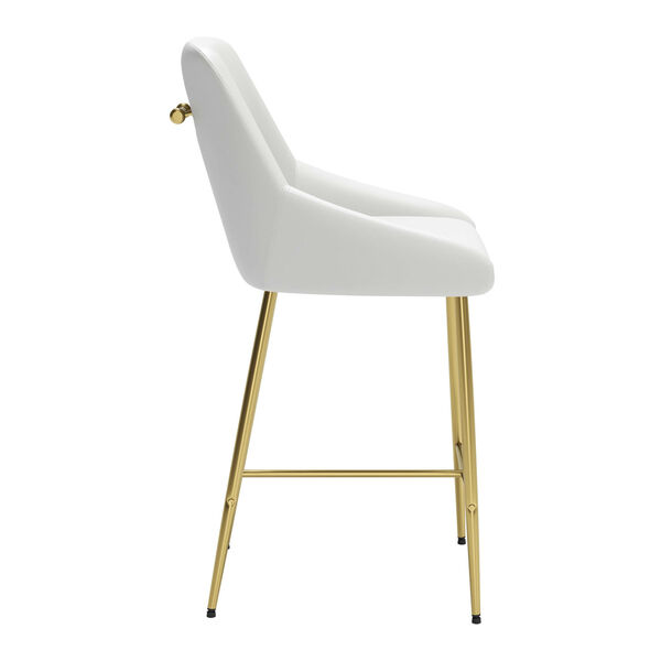 Madelaine White and Gold Counter Height Bar Stool, image 3