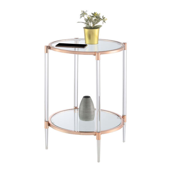 Royal Crest Rose Gold 2-Tier Acrylic Glass End Table, image 4