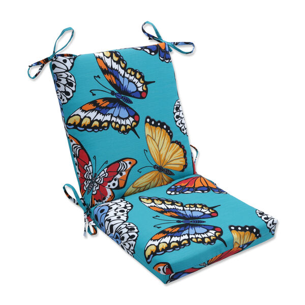 Butterfly Garden Turquoise Square Corner Chair Cushion, image 1