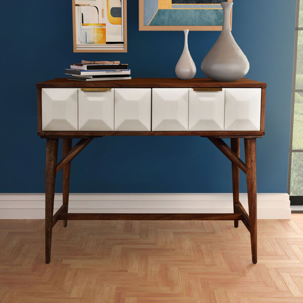 Ginny Burnished Walnut and White Console Table, image 1