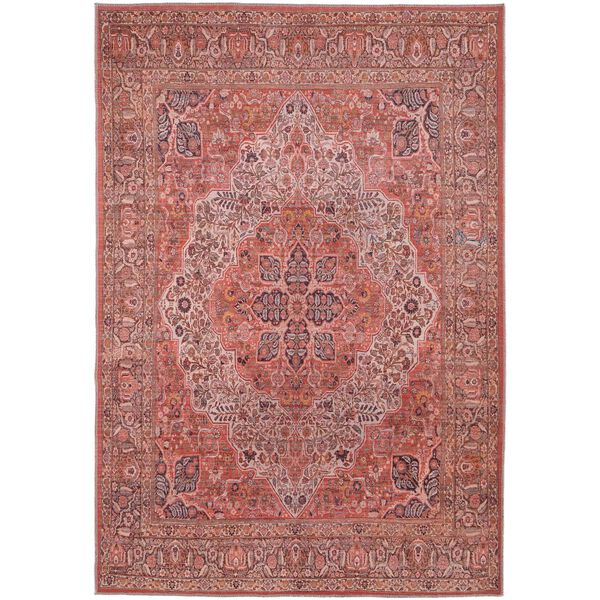 Rawlins Bohemian Eclectic Medallion Red Tan Pink Area Rug, image 1
