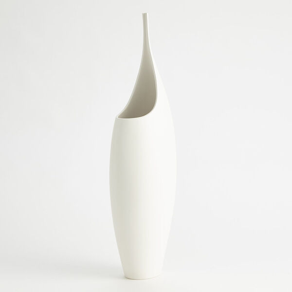 White Curved Low Stem Vase, image 6