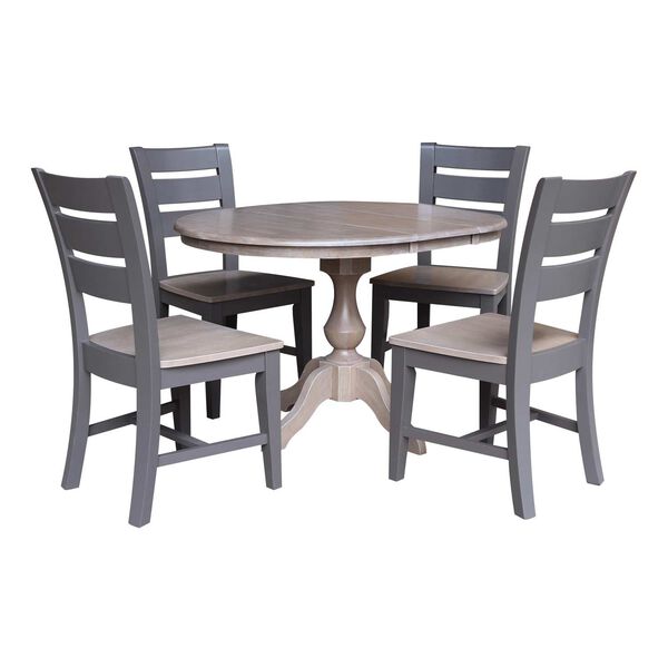 Parawood III Washed Gray Clay Taupe 36-Inch  Round Extension Dining Table with Four Chairs, image 3