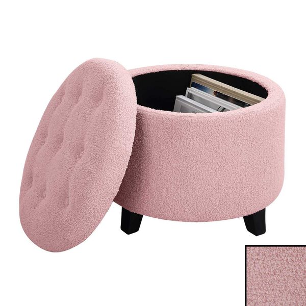 Designs 4 Comfort Sherpa Pink Round Sherpa Storage Ottoman, image 5