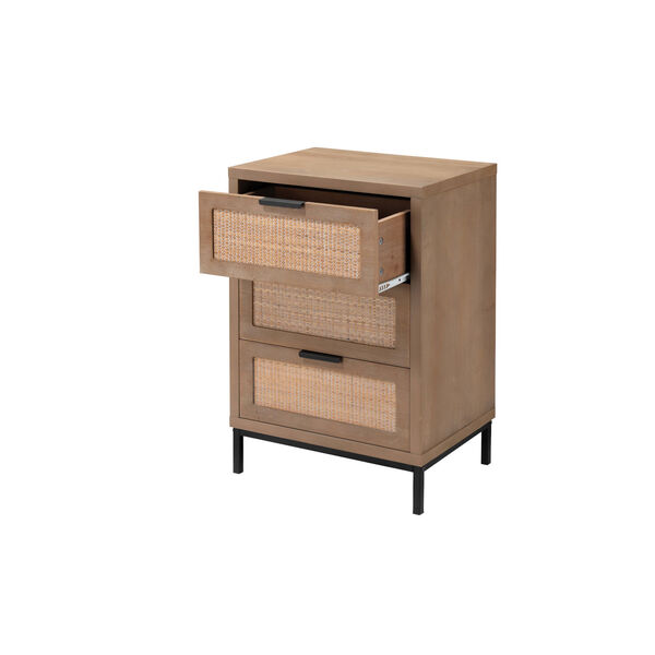 Grace Washed Wood and Black Side Table with Three Drawers, image 2