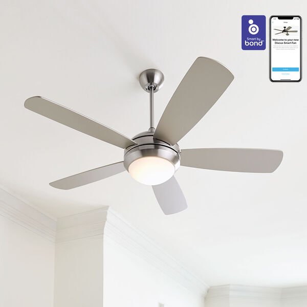Discus Brushed Steel 52-Inch Smart LED Ceiling Fan, image 4