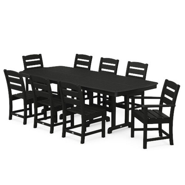 Polywood Lakeside Black Patio Dining Set 9 Piece Pws644 1 Bl Bellacor - Plastic Black Patio Dining Chair