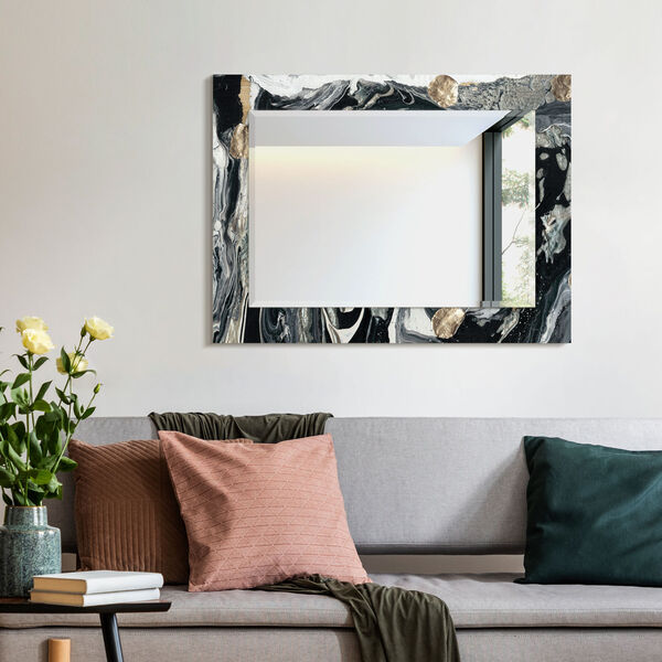 Ebony and Ivory Black 40 x 30-Inch Rectangular Beveled Wall Mirror, image 6