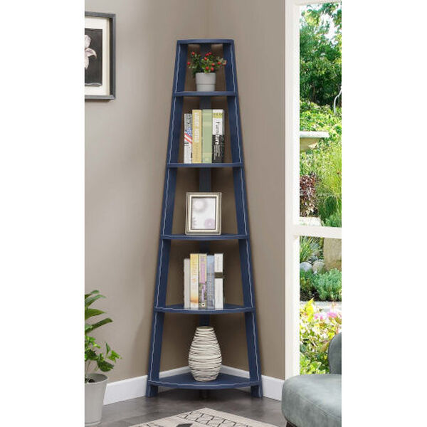 Newport Cobalt Blue 5 Tier Corner Bookshelf, image 2