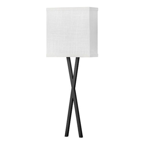 Axis Black One-Light LED Wall Sconce with Off White Linen Shade, image 4