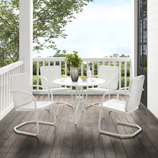 Bates White Gloss and White Satin Outdoor Dining Set, Five-Piece, image 3