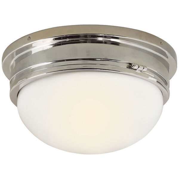 Marine Large Flush Mount in Polished Nickel with White Glass by Chapman and Myers, image 1