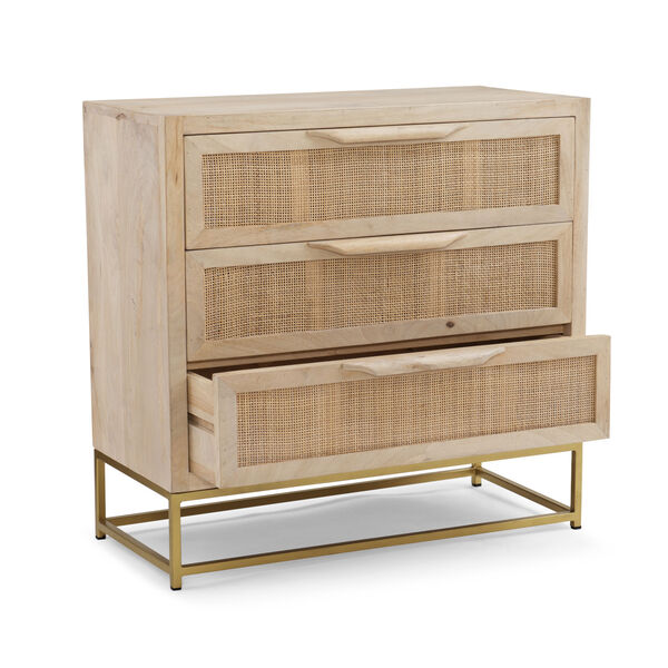 Kristin Natural and Gold Three-Drawer Cabinet, image 6