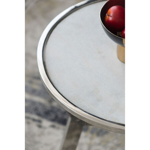 Silver White End Table with Marble Top, image 4