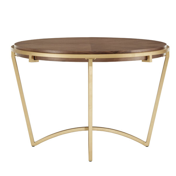 Minnie Gold and Natural Dining Table with Metal Base, image 4