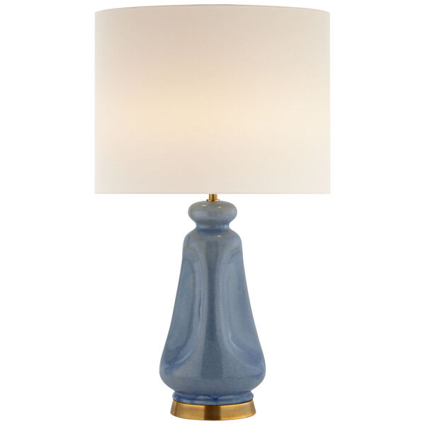 Kapila Table Lamp in Polar Blue Crackle with Linen Shade by AERIN, image 1