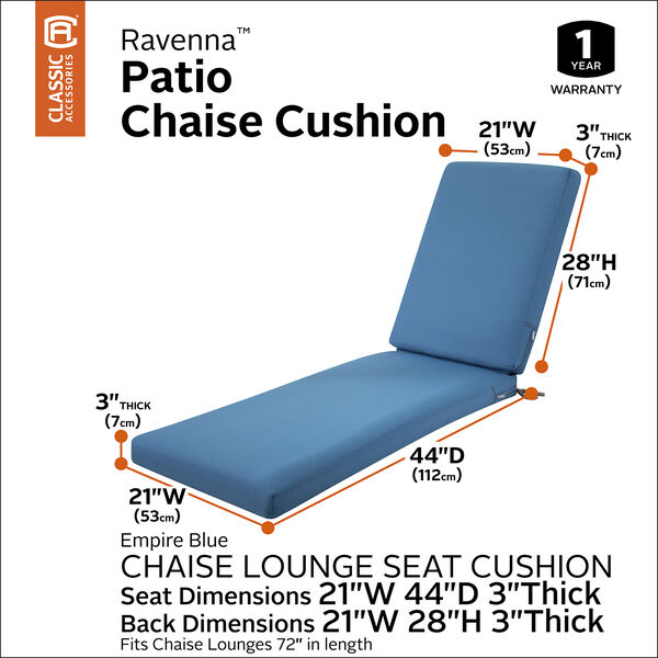Maple Empire Blue 72 In. x 21 In. Patio Chaise Lounge Cushion, image 3
