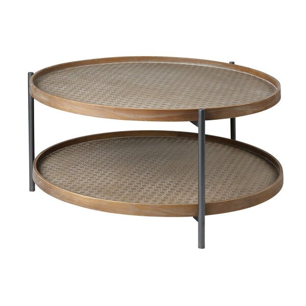 Kade I Brown and Black Round Two-Tier Coffee Table, image 1