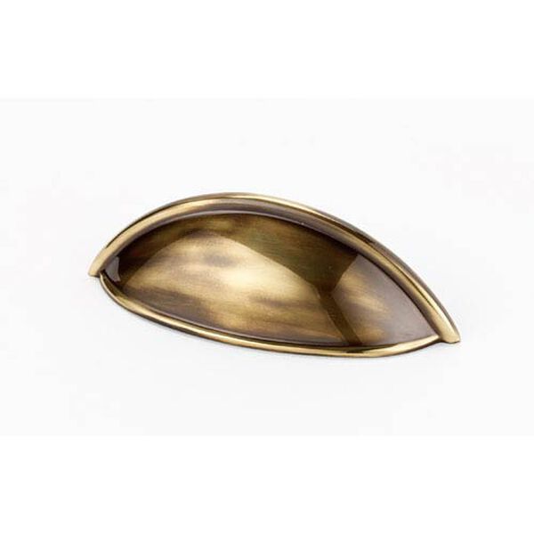 Polished Antique Brass 3 1/2-Inch Cup Pull, image 1