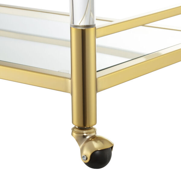 Royal Crest Gold 2-Tier Acrylic Glass Bar Cart, image 4