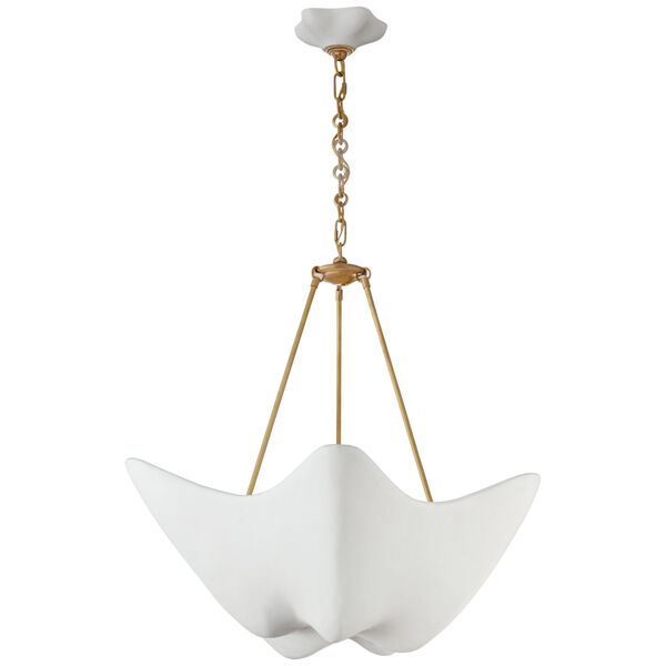 Cosima Medium Chandelier in Hand-Rubbed Antique Brass with Plaster White Shade by AERIN, image 1