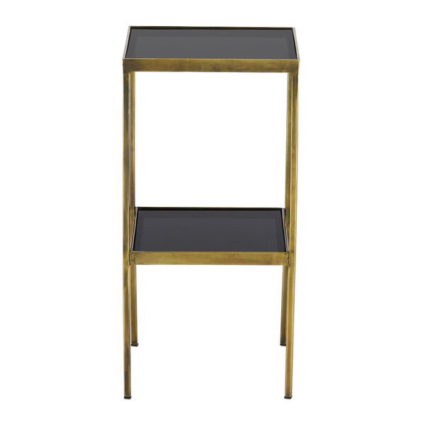 Silas Antique Brass and Smoke Accent Table, image 2