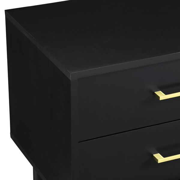Savanna Solid Black Two Drawer Nightstand, Set of Two, image 4