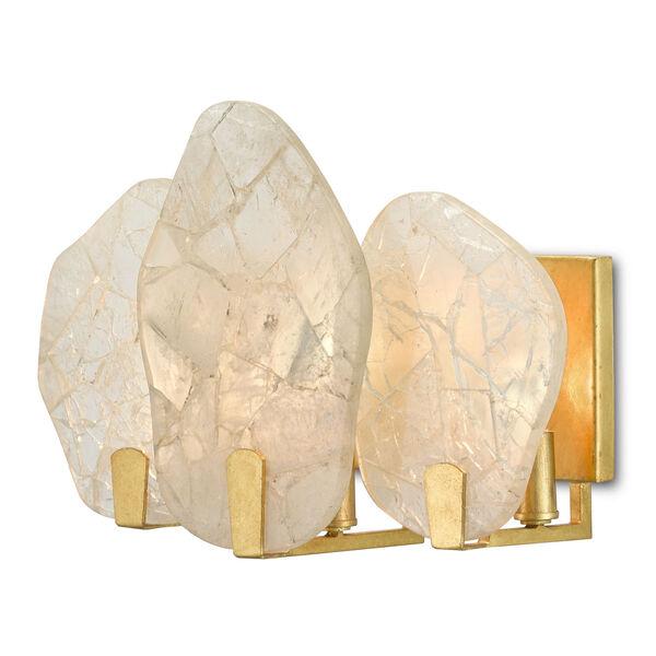Nightfall Rock Crystal and Gold Three-Light Wall Sconce, image 3