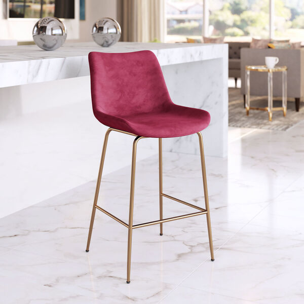Tony Red and Gold Counter Height Bar Stool - (Open Box), image 2