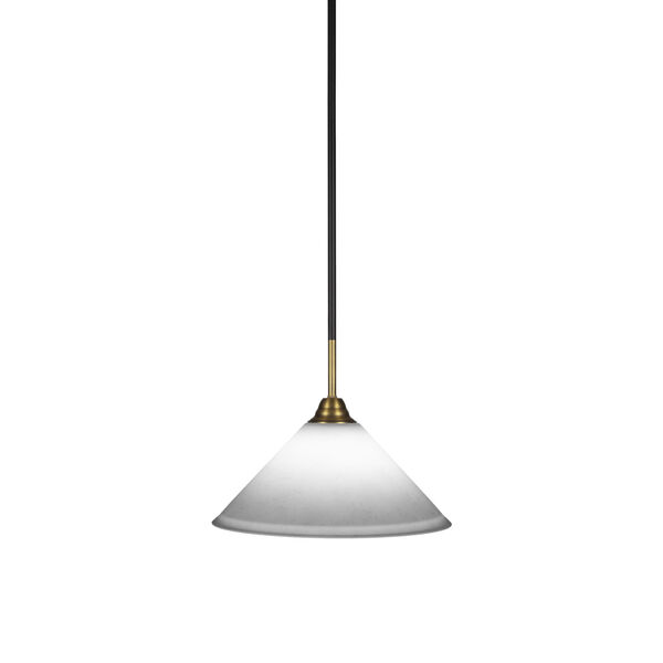Paramount Matte Black and Brass 12-Inch One-Light Pendant with White Muslin Shade, image 1