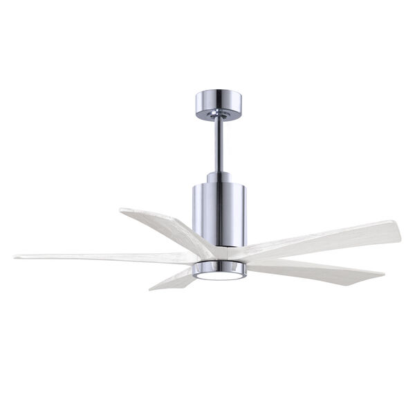 Patricia-5 Polished Chrome and Matte White 52-Inch Ceiling Fan with LED Light Kit, image 1