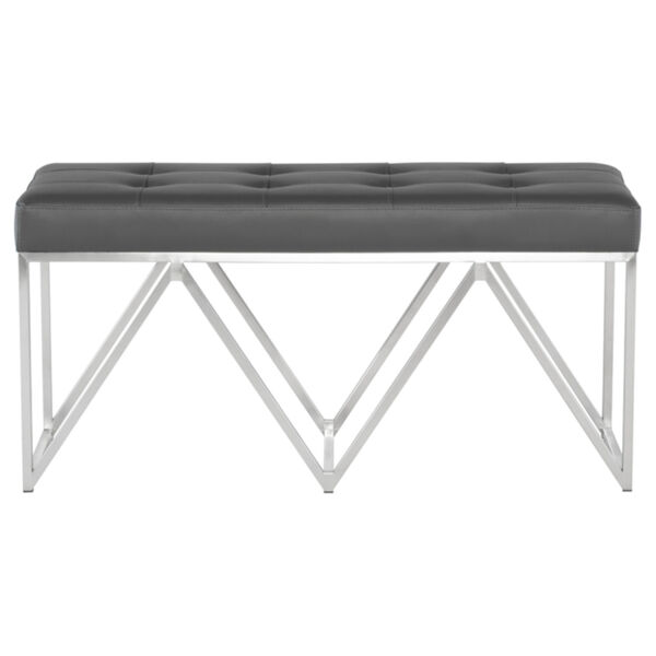 Celia Matte Gray and Silver Bench, image 2