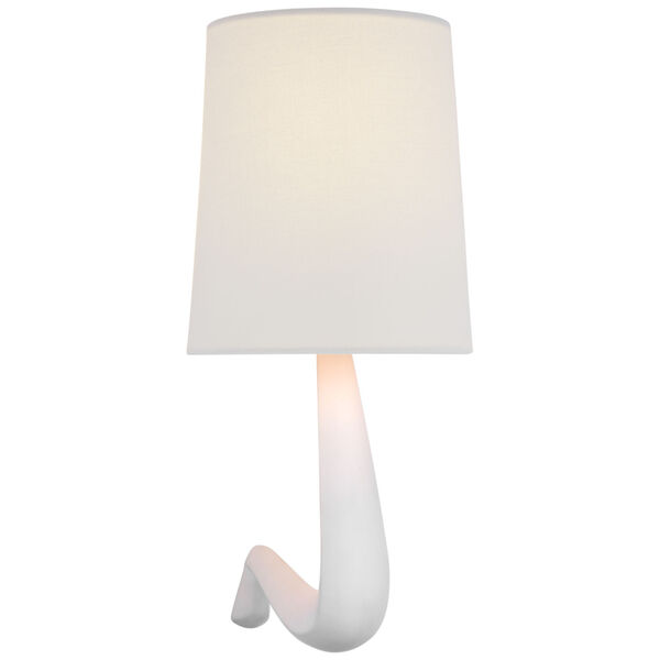 Gaya Medium Sconce in Plaster White with Linen Shade by AERIN, image 1