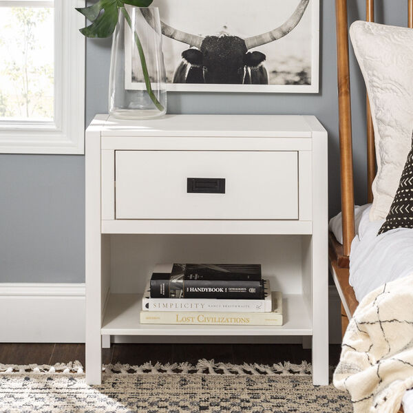 Lydia White Nightstand with One Drawer, image 1