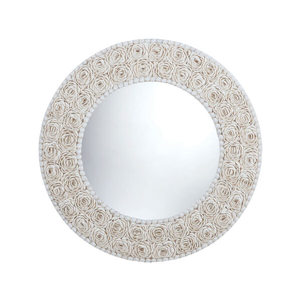 Floral Clam Shell Frame 32-Inch Round Mirror, image 1