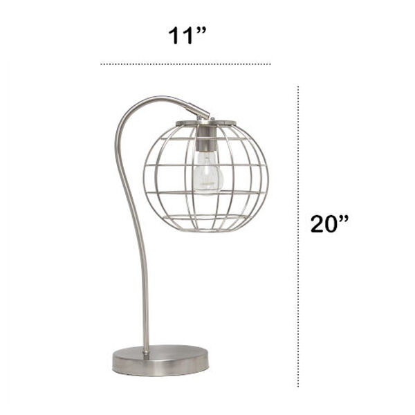 Wired Brushed Nickel One-Light Cage Table Lamp, image 3