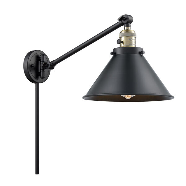 Briarcliff Black Antique Brass LED Swing Arm Wall Sconce, image 1
