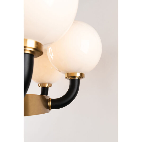 Werner Aged Brass and Black Eight-Light Pendant, image 4