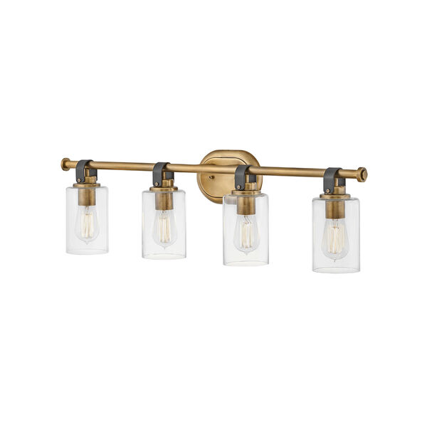 Halstead Heritage Brass Four-Light Bath Vanity With Clear Glass, image 3